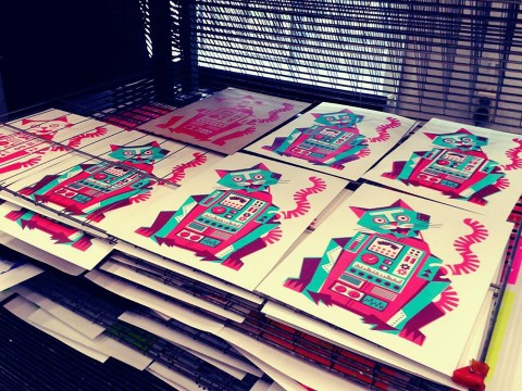 Robot Cat – Screen Print A3 Robot Cat – Screen Print A3