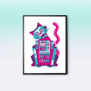 Robot Cat - Digital print A2
