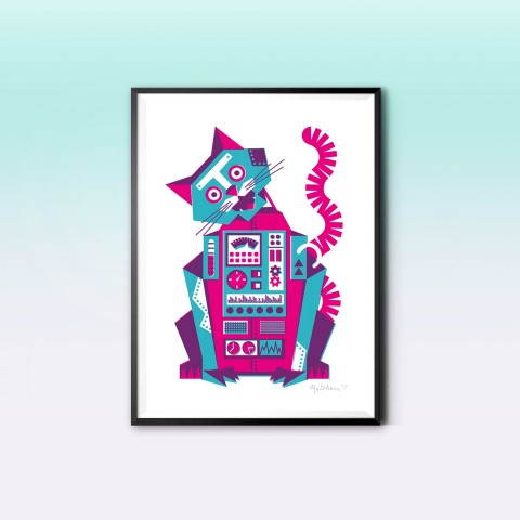 Robot Cat – Digital print A2