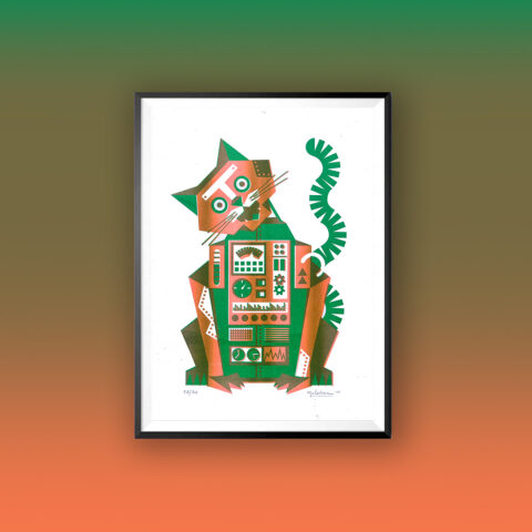 Robot Cat Riso Oranje & Green